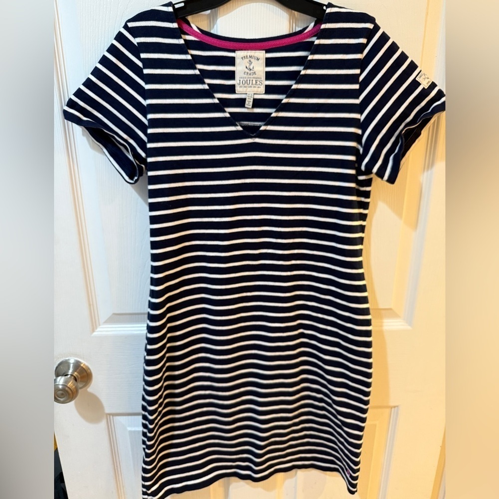 Joules Nautical Navy and Cream Striped Dress